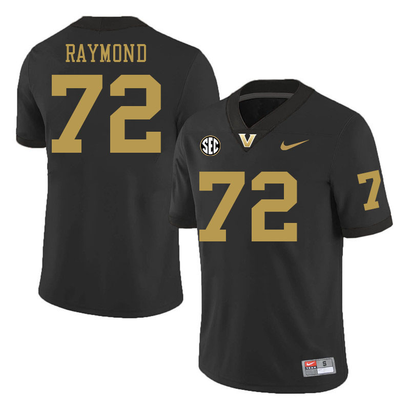 Vanderbilt Commodores #72 Josh Raymond College Football Jerseys 2024 Uniforms Stitched-Black